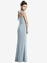 Rear View Thumbnail - Mist Flat Tie-Shoulder Juniors Dress with Trumpet Skirt