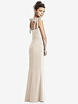 Rear View Thumbnail - Oat Flat Tie-Shoulder Juniors Dress with Trumpet Skirt