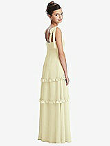 Rear View Thumbnail - Butter Yellow Tie-Shoulder Juniors Dress with Tiered Ruffle Skirt