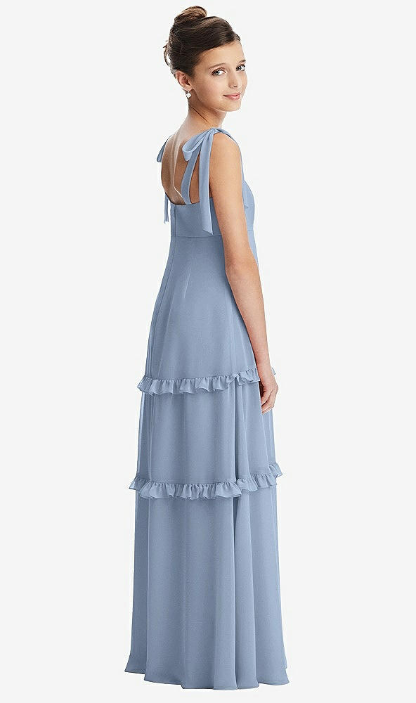 Back View - Cloudy Tie-Shoulder Juniors Dress with Tiered Ruffle Skirt