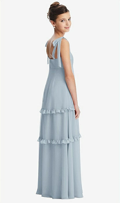 Tie-shoulder Juniors Dress With Tiered Ruffle Skirt In Mist | The Dessy  Group
