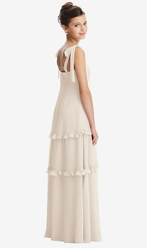 Back View - Oat Tie-Shoulder Juniors Dress with Tiered Ruffle Skirt