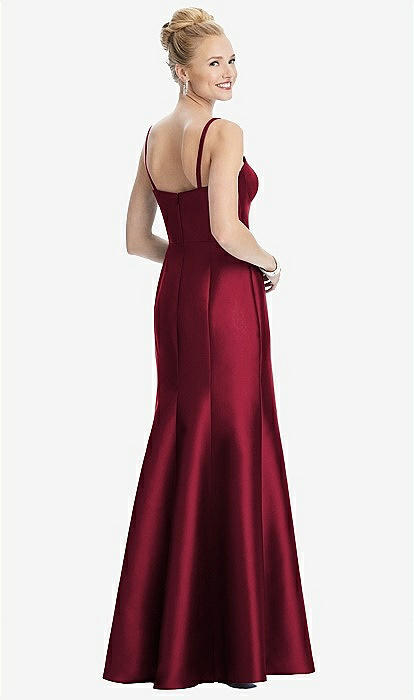 Bustier Bodice Satin Trumpet Bridesmaid Dress In Burgundy | The Dessy Group