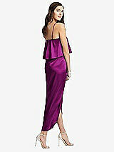 Rear View Thumbnail - Persian Plum Popover Bodice Midi Dress with Draped Tulip Skirt