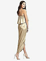 Rear View Thumbnail - Banana Popover Bodice Midi Dress with Draped Tulip Skirt