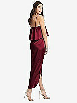 Rear View Thumbnail - Burgundy Popover Bodice Midi Dress with Draped Tulip Skirt