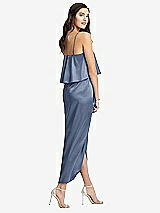 Rear View Thumbnail - Larkspur Blue Popover Bodice Midi Dress with Draped Tulip Skirt