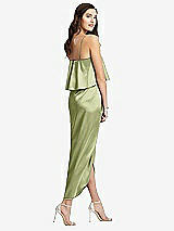 Rear View Thumbnail - Mint Popover Bodice Midi Dress with Draped Tulip Skirt