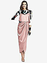 Alt View 1 Thumbnail - Rose Popover Bodice Midi Dress with Draped Tulip Skirt