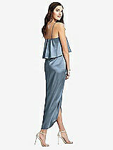 Rear View Thumbnail - Slate Popover Bodice Midi Dress with Draped Tulip Skirt