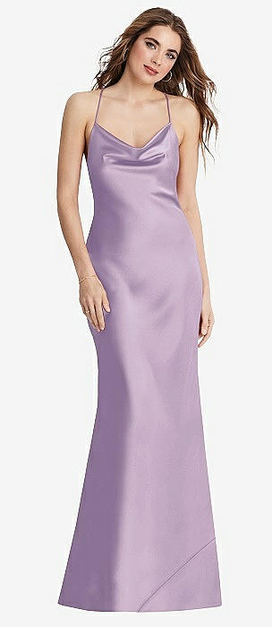 strapless open back dress Purple Lace Chiffon Long Prom Dress Purple Bridesmaid Dress US 14 / Purple main image 0