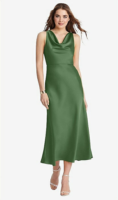 tank bridesmaid dresses Cowl-neck Midi Dress - Esme In Vineyard Green Tiered Ruffle Gown – Import_0427 Color:csutom color breathable cotton fabric Flattering