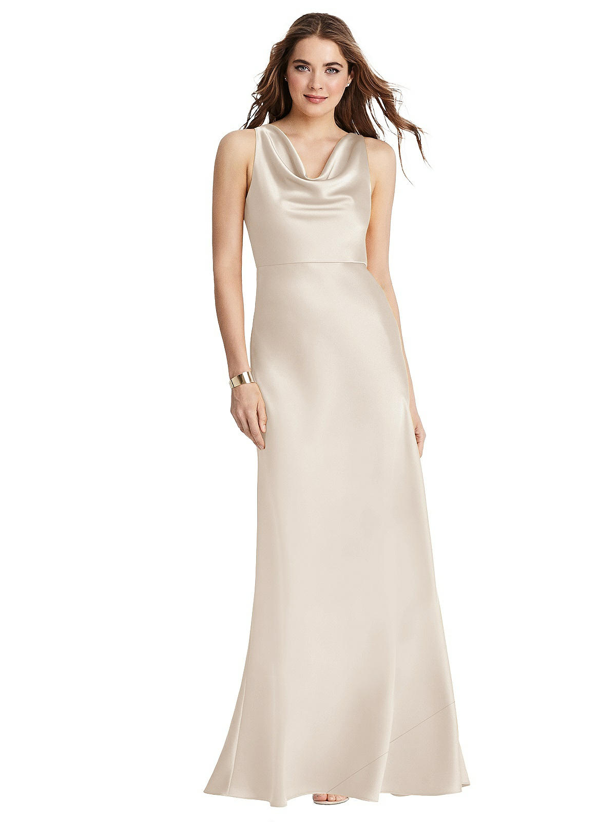 Cowl-neck Maxi Tank Bridesmaid Dress - Nova In Oat | The Dessy Group