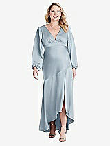 Alt View 1 Thumbnail - Mist Puff Sleeve Asymmetrical Drop Waist High-Low Slip Dress - Teagan