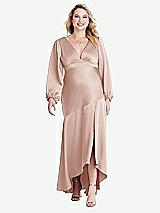 Alt View 1 Thumbnail - Toasted Sugar Puff Sleeve Asymmetrical Drop Waist High-Low Slip Dress - Teagan