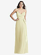 Front View Thumbnail - Butter Yellow Chiffon Maxi Wrap Dress with Sash - Cora