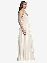 Side View Thumbnail - Ivory Chiffon Maxi Wrap Dress with Sash - Cora