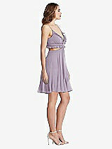 Side View Thumbnail - Lilac Haze Ruffled Chiffon Cutout Mini Dress - Joey