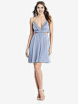Front View Thumbnail - Sky Blue Ruffled Chiffon Cutout Mini Dress - Joey