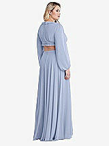 Alt View 2 Thumbnail - Sky Blue Bishop Sleeve Ruffled Chiffon Cutout Maxi Dress - Harlow