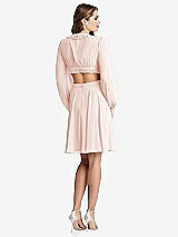 Rear View Thumbnail - Blush Bishop Sleeve Ruffled Chiffon Cutout Mini Dress - Hannah