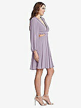 Side View Thumbnail - Lilac Haze Bishop Sleeve Ruffled Chiffon Cutout Mini Dress - Hannah