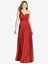 Front View Thumbnail - Poppy Red One-Shoulder Draped Chiffon Maxi Dress - Dani