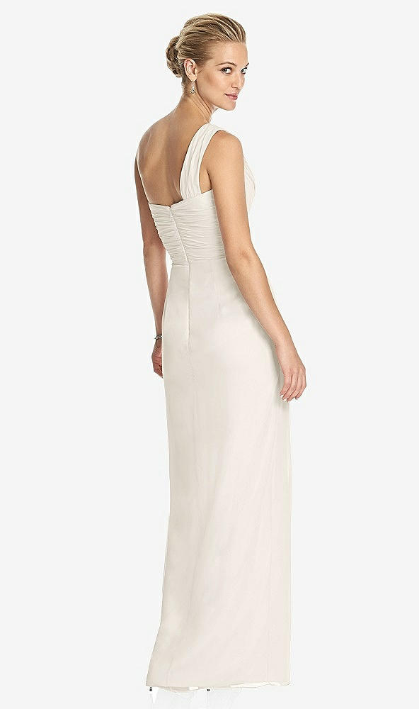 Back View - Ivory One-Shoulder Draped Maxi Dress with Front Slit - Aeryn