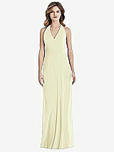 Rear View Thumbnail - Butter Yellow V-Neck Halter Chiffon Maxi Dress - Taryn