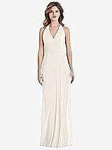 Rear View Thumbnail - Ivory V-Neck Halter Chiffon Maxi Dress - Taryn