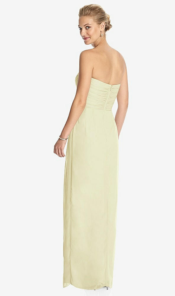 Back View - Butter Yellow Strapless Draped Chiffon Maxi Dress - Lila