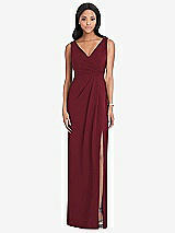 Front View Thumbnail - Cabernet Draped Wrap Maxi Dress with Front Slit - Sena