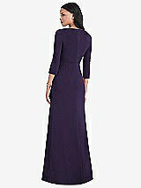 Rear View Thumbnail - Concord 3/4 Sleeve V-Back Draped Wrap Maxi Dress - Yara