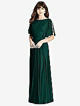 Rear View Thumbnail - Evergreen Split Sleeve Backless Maxi Dress - Lila