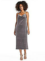Alt View 1 Thumbnail - Caviar Gray Cowl-Neck Convertible Velvet Midi Slip Dress - Isa