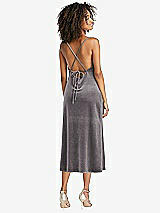 Rear View Thumbnail - Caviar Gray Cowl-Neck Convertible Velvet Midi Slip Dress - Isa