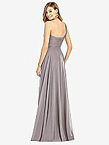 Rear View Thumbnail - Cashmere Gray One-Shoulder Draped Chiffon Maxi Dress - Dani