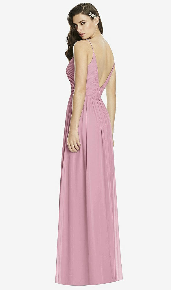 Back View - Dusty Pink Deep V-Back Shirred Maxi Dress - Ensley