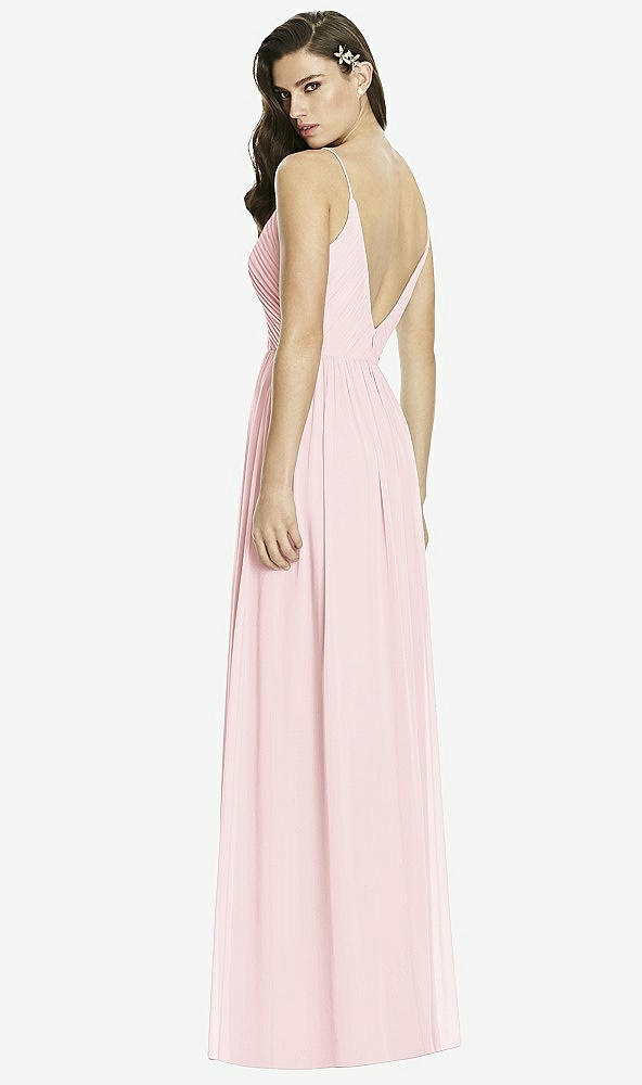 Back View - Ballet Pink Deep V-Back Shirred Maxi Dress - Ensley