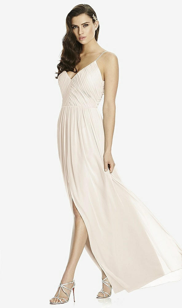 Front View - Oat Deep V-Back Shirred Maxi Dress - Ensley