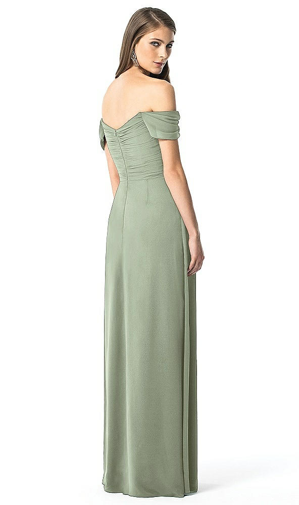 Back View - Sage Off-the-Shoulder Ruched Chiffon Maxi Dress - Alessia
