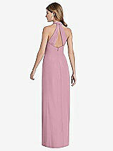 Rear View Thumbnail - Dusty Pink V-Neck Halter Chiffon Maxi Dress - Taryn