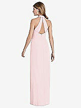 Rear View Thumbnail - Ballet Pink V-Neck Halter Chiffon Maxi Dress - Taryn