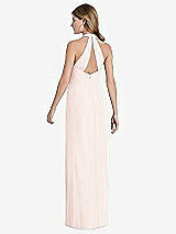 Rear View Thumbnail - Blush V-Neck Halter Chiffon Maxi Dress - Taryn