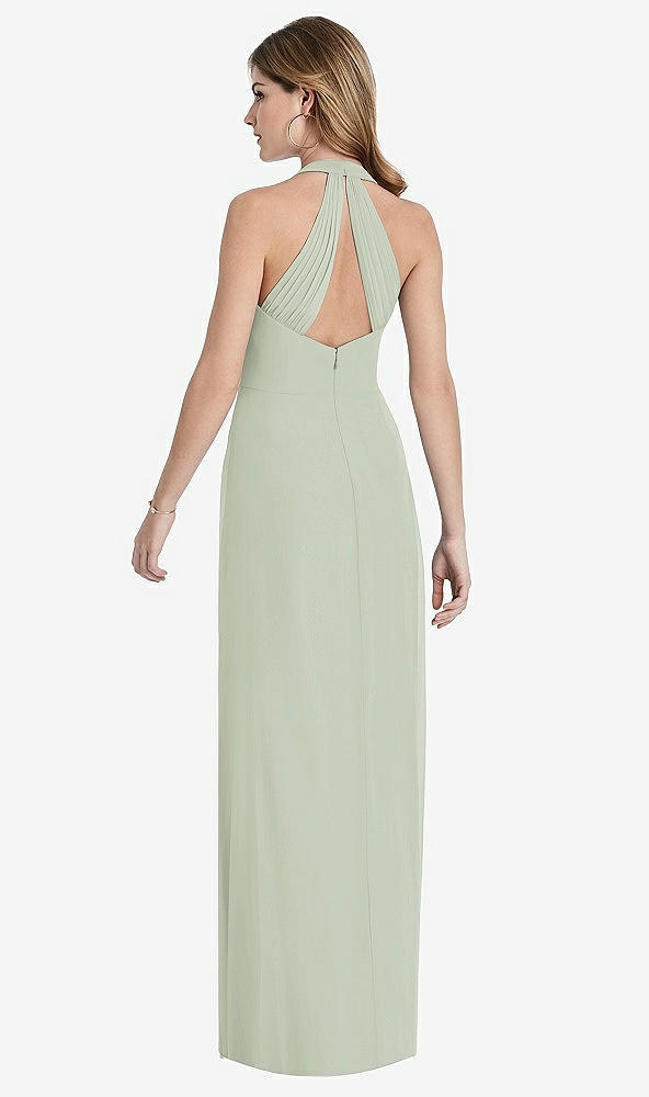 Back View - Celadon V-Neck Halter Chiffon Maxi Dress - Taryn
