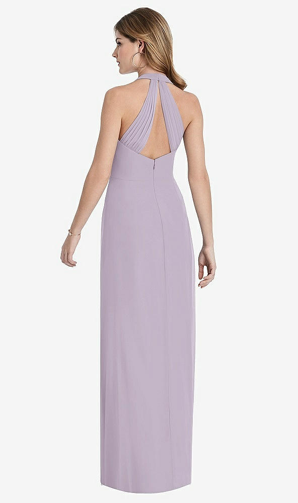Back View - Lilac Haze V-Neck Halter Chiffon Maxi Dress - Taryn