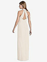 Rear View Thumbnail - Oat V-Neck Halter Chiffon Maxi Dress - Taryn