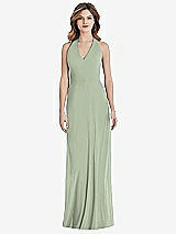 Front View Thumbnail - Sage V-Neck Halter Chiffon Maxi Dress - Taryn