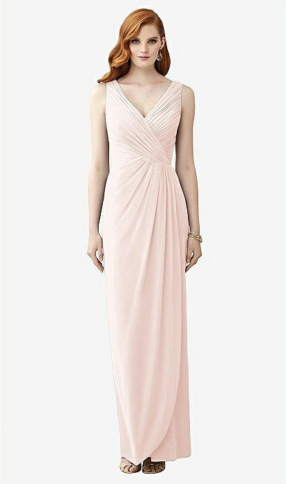 Sleeveless Draped Faux Wrap Maxi Bridesmaid Dress - Dahlia In Blush | The Dessy Group Sleeveless Draped Faux Wrap Maxi Bridesmaid Dress - Dahlia In Blush | The Dessy Group