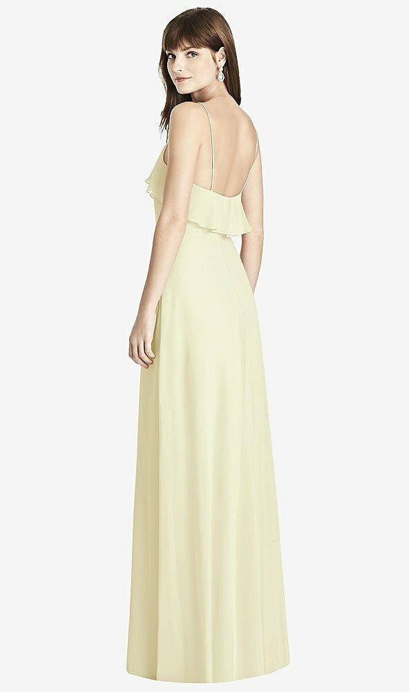 Back View - Butter Yellow Ruffle-Trimmed Backless Maxi Dress - Britt